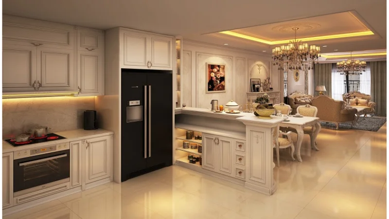 Thiết kế nội thất phòng bếp tân cổ điển